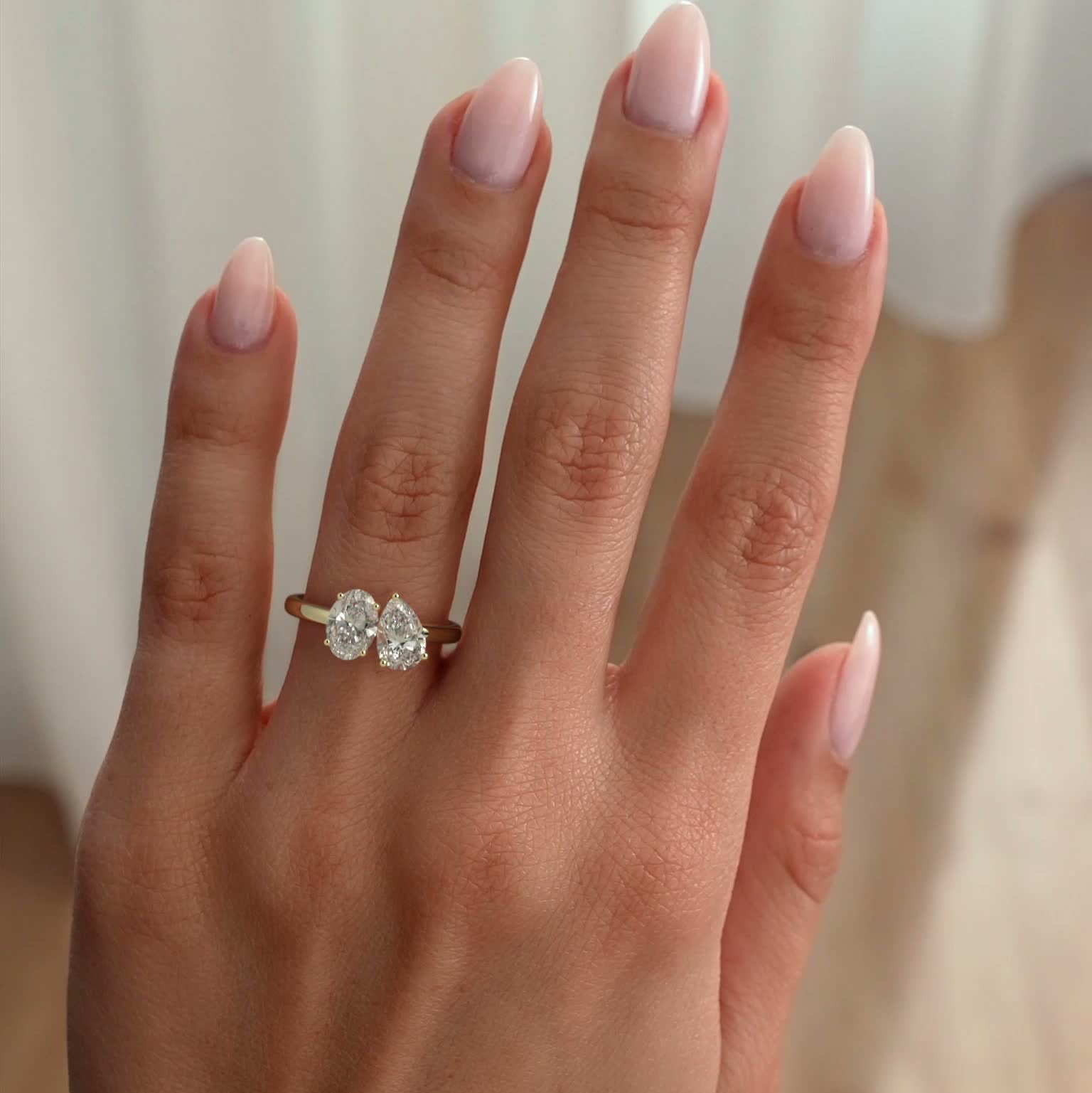 1 CT Pear Toi et Moi Moissanite Engagement Ring