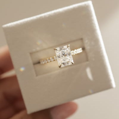 2 CT Radiant Pave Moissanite Engagement Ring
