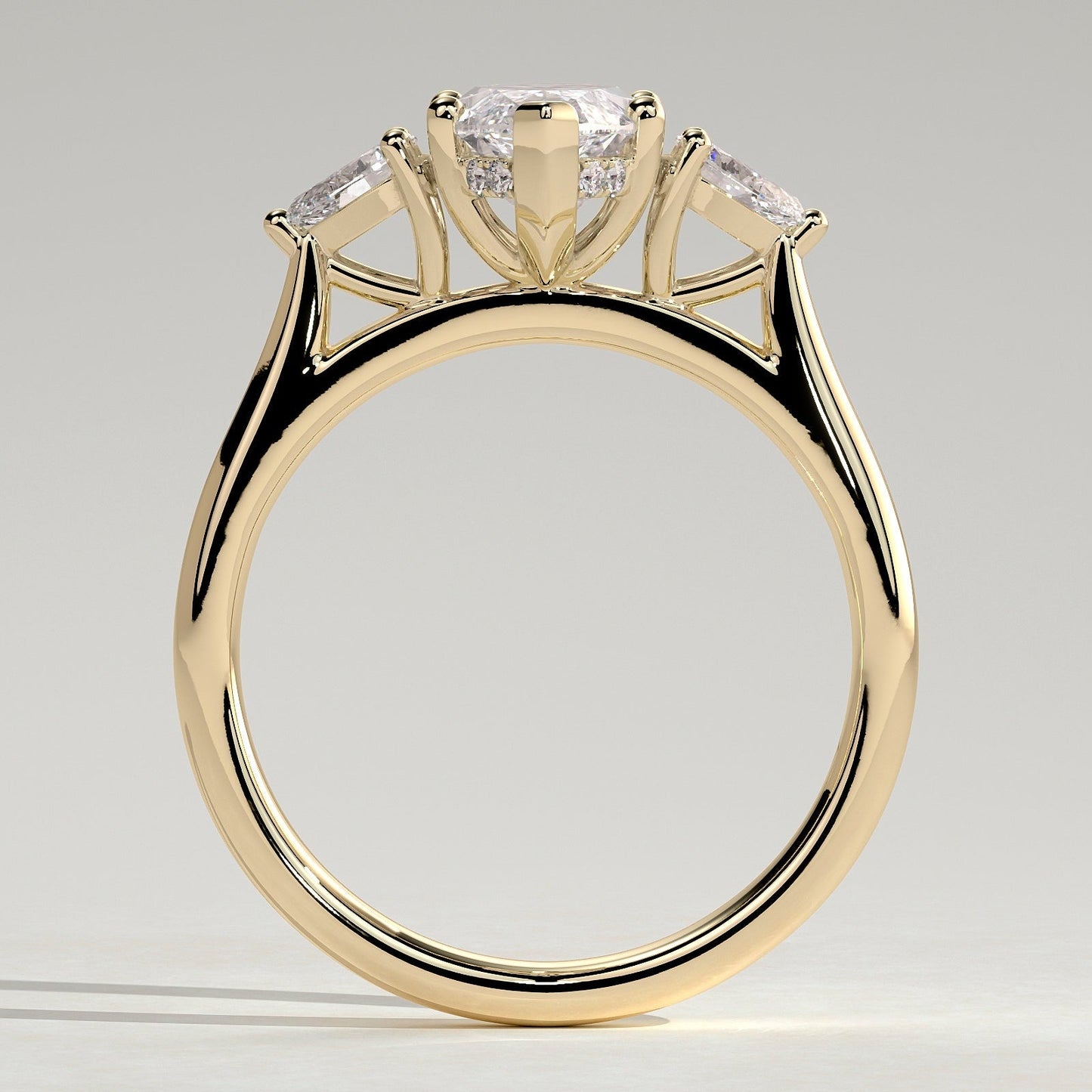 2 CT Marquise Three Stone Hidden Halo Moissanite Engagement Ring