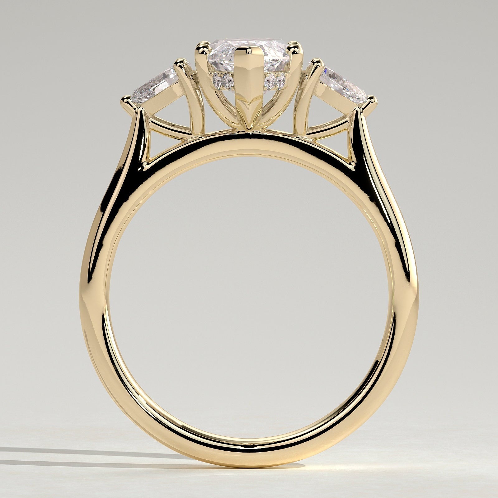 2 CT Marquise Three Stone Hidden Halo Moissanite Engagement Ring
