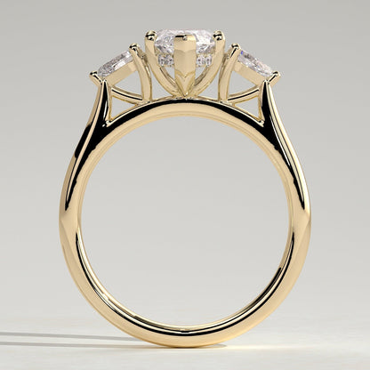 2 CT Marquise Three Stone Hidden Halo Moissanite Engagement Ring