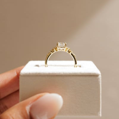 2 CT Elongated Cushion Cluster Moissanite Engagement Ring