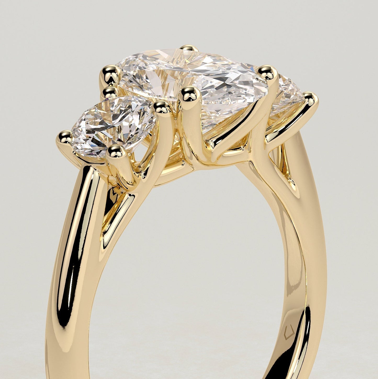 2 CT Oval Three Stone Moissanite Engagement Ring