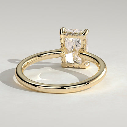 2 CT Radiant Hidden Halo Moissanite Engagement Ring