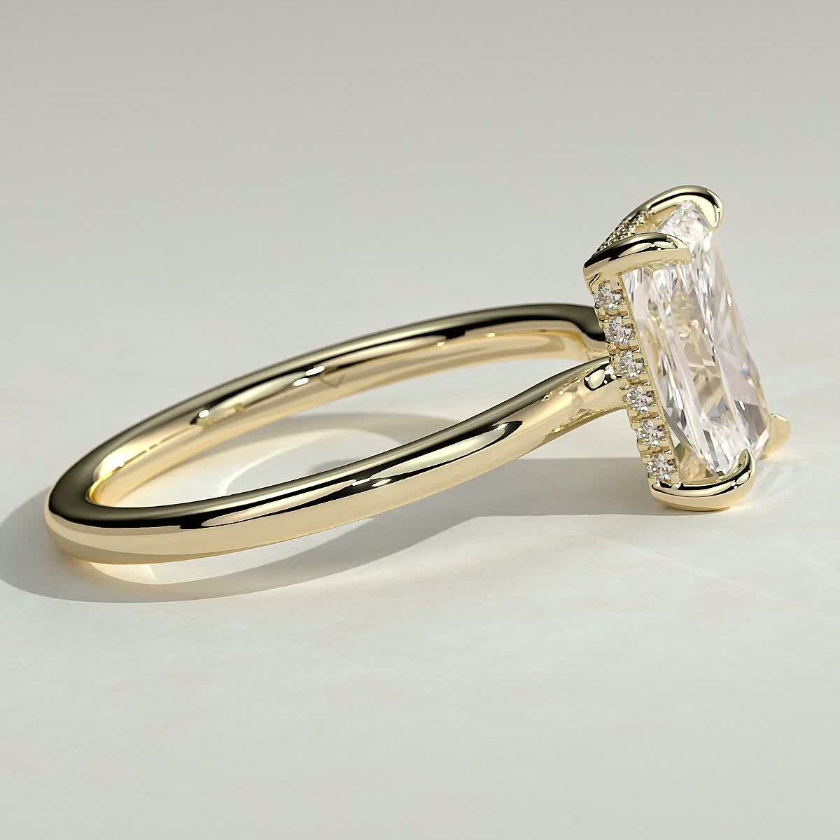 2 CT Radiant Hidden Halo Moissanite Engagement Ring