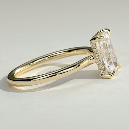 2 CT Radiant Hidden Halo Moissanite Engagement Ring