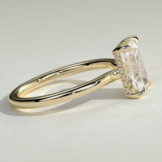 2 CT Radiant Hidden Halo Moissanite Engagement Ring
