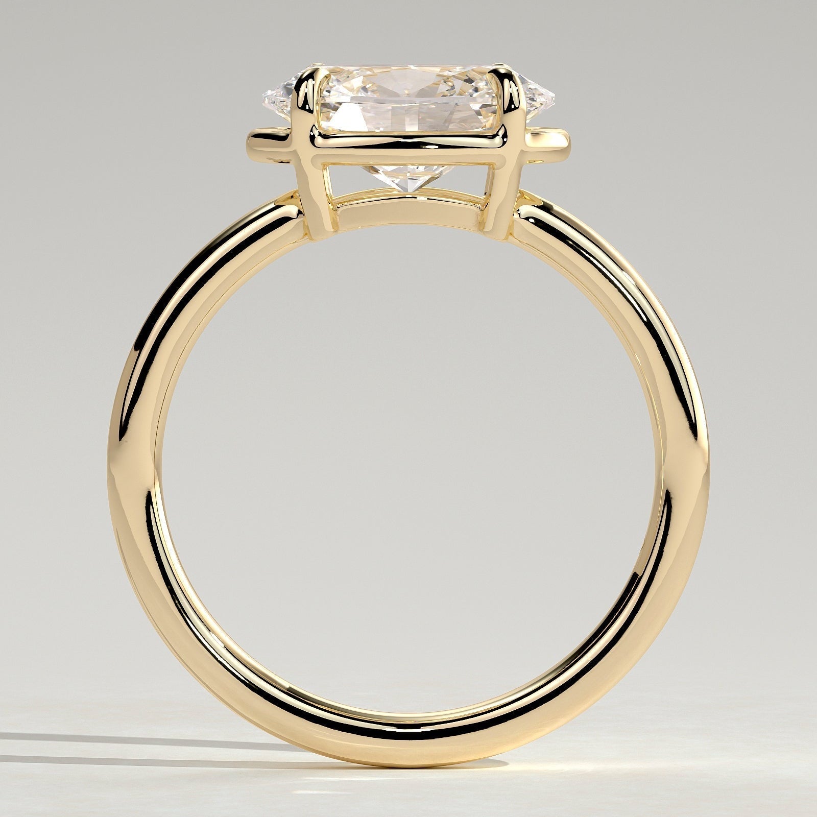 2 CT East West Oval Bezel Solitaire Moissanite Engagement Ring