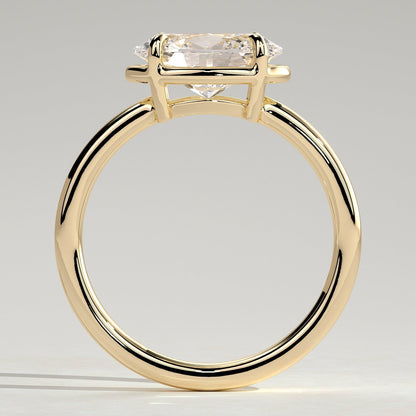 2 CT East West Oval Bezel Solitaire Moissanite Engagement Ring
