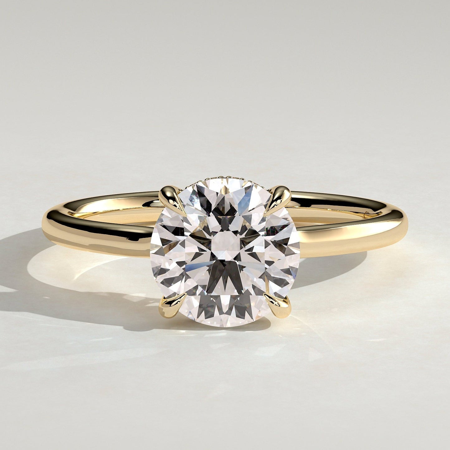 2 CT Round Hidden Halo Moissanite Engagement Ring