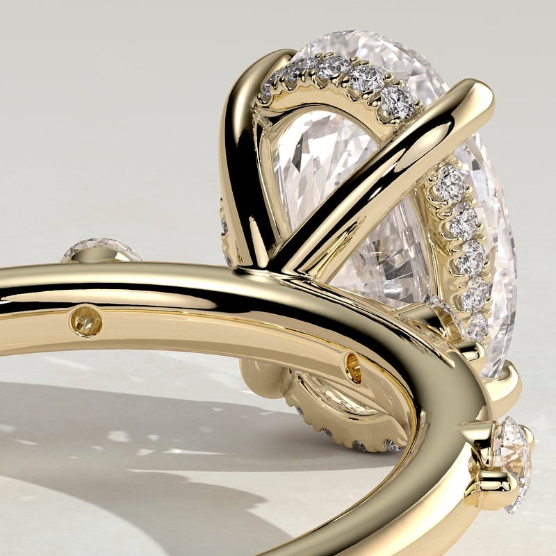 2 CT Oval Hidden Halo & Dainty Pave Moissanite Engagement Ring