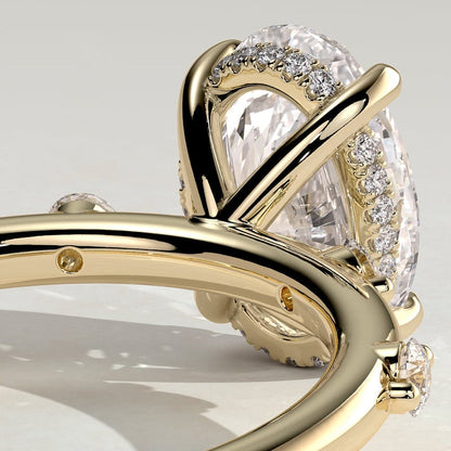 2 CT Oval Hidden Halo & Dainty Pave Moissanite Engagement Ring