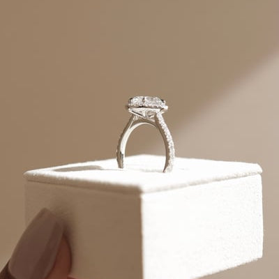 2 CT Oval Halo & Pave Moissanite Engagement Ring