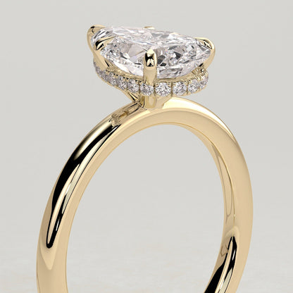 2 CT Pear Hidden Halo Moissanite Engagement Ring