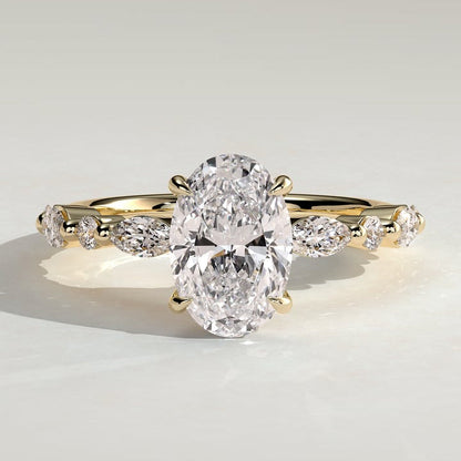 2 CT Oval Cluster Moissanite Engagement Ring