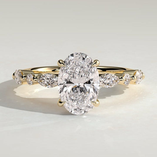 2 CT Oval Cluster Moissanite Engagement Ring