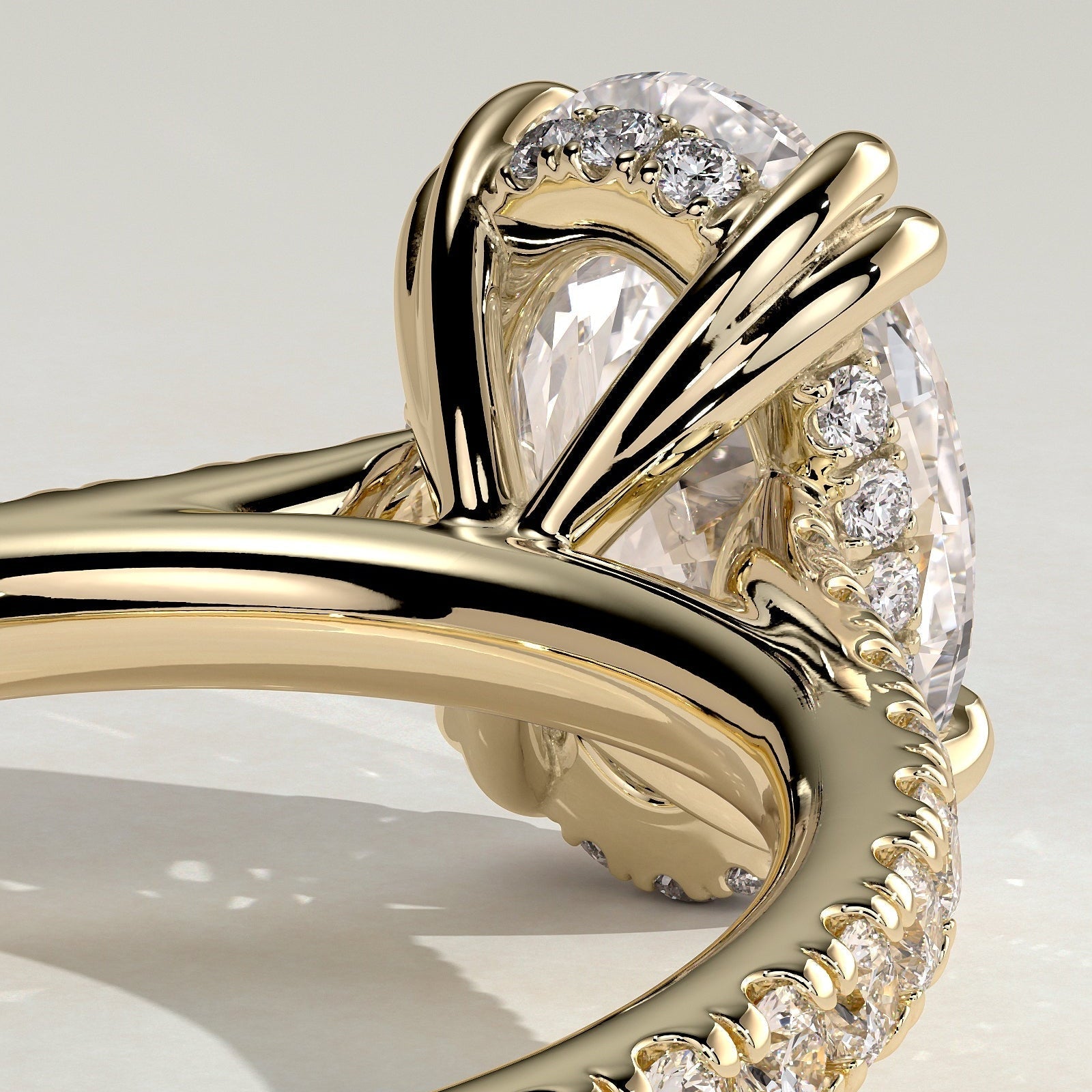 2 CT Oval Pave Moissanite Engagement Ring