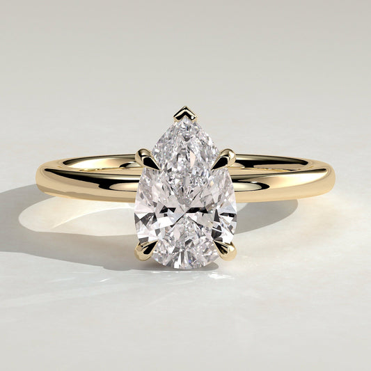 2 CT Pear Hidden Halo Moissanite Engagement Ring