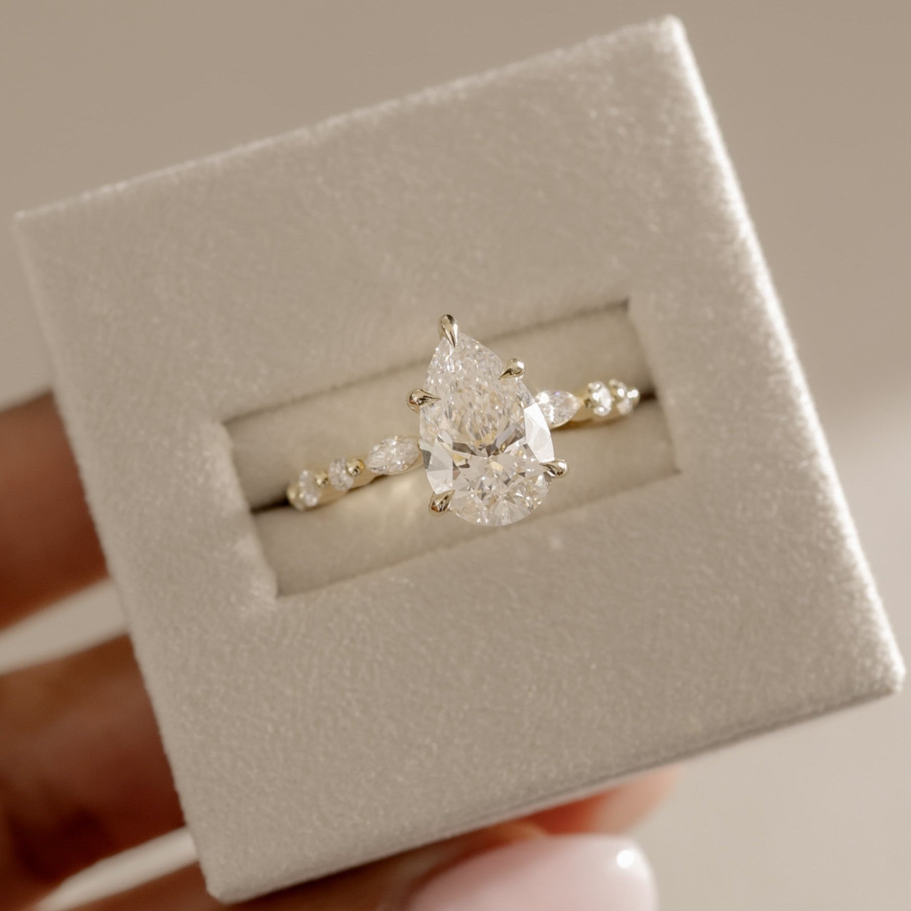 2 CT Pear Dainty Pave Moissanite Engagement Ring