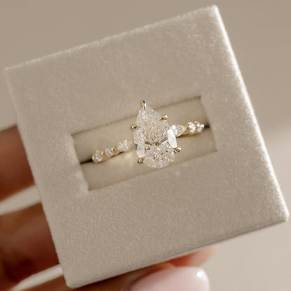 2 CT Pear Dainty Pave Moissanite Engagement Ring