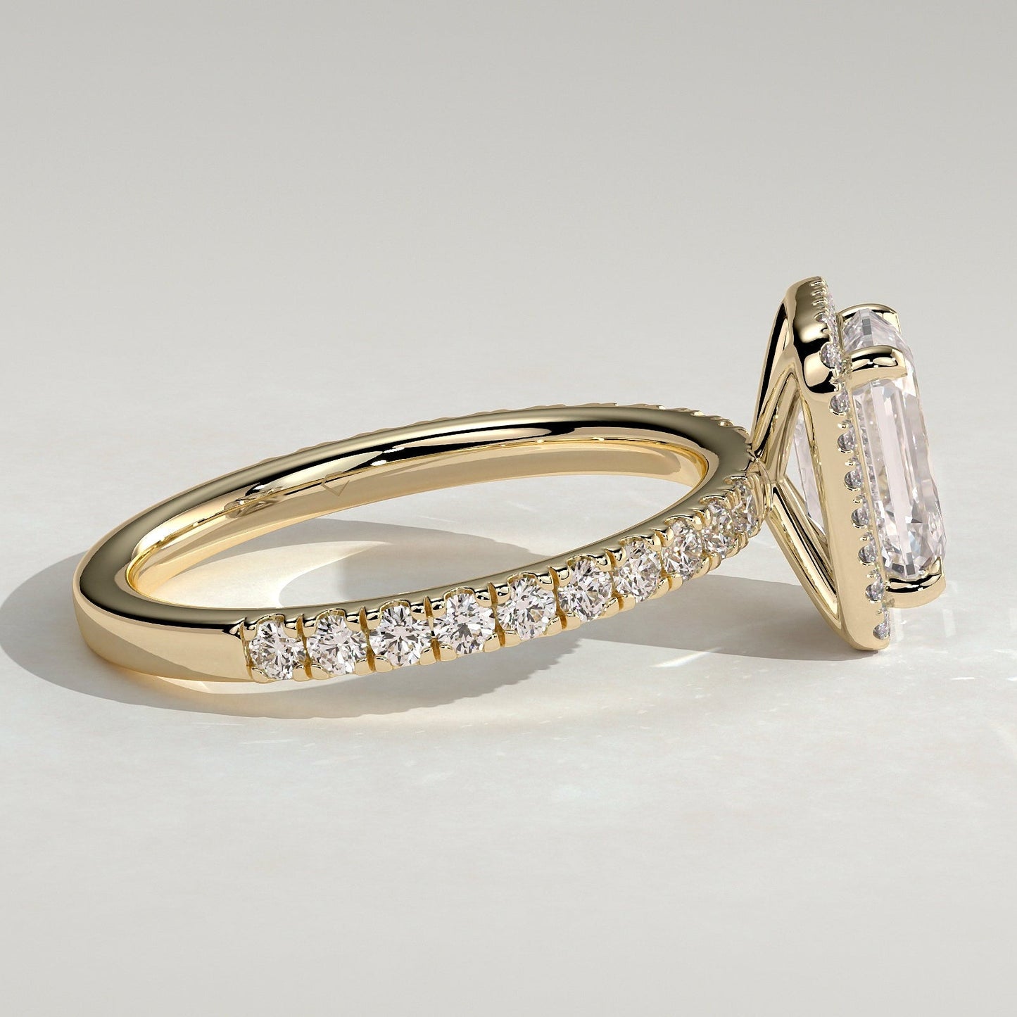 2 CT Emerald Halo & Pave Moissanite Engagement Ring