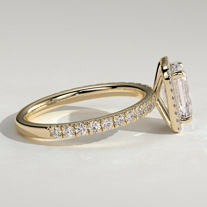 2 CT Emerald Halo & Pave Moissanite Engagement Ring