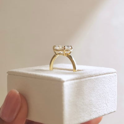 2 CT East West Oval Bezel Solitaire Moissanite Engagement Ring