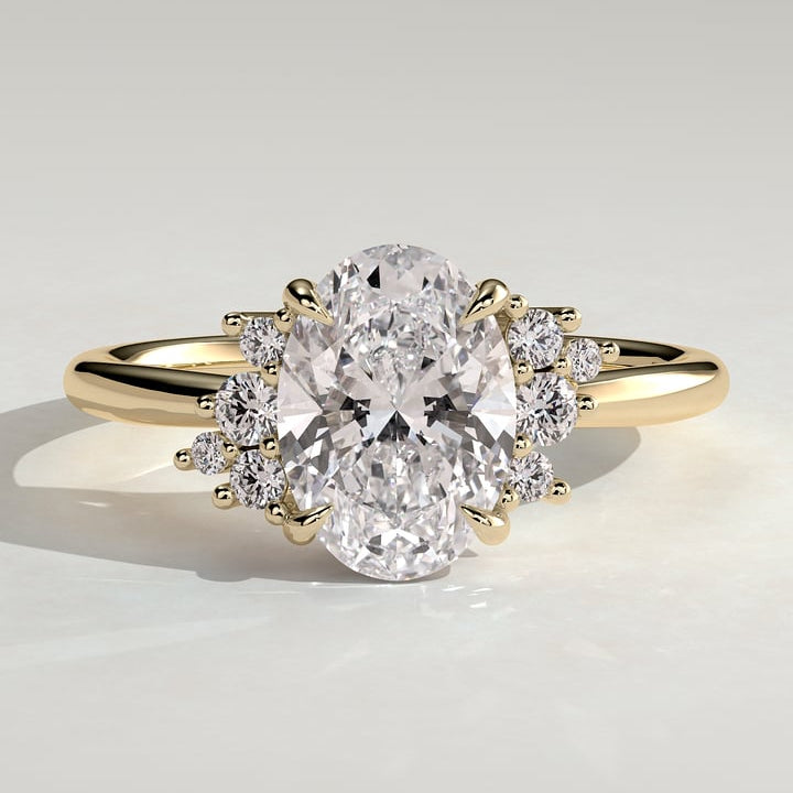 2 CT Oval Cluster Moissanite Engagement Ring