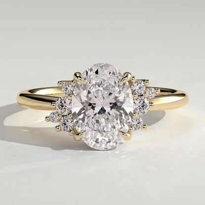 2 CT Oval Cluster Moissanite Engagement Ring