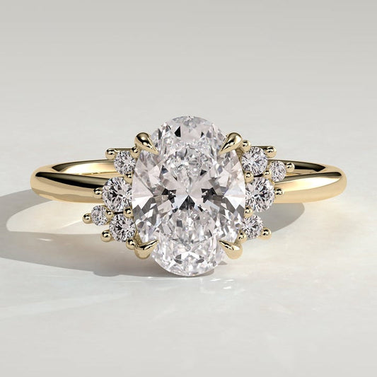2 CT Oval Cluster Moissanite Engagement Ring