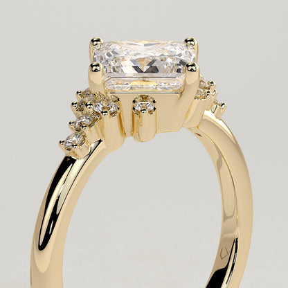 2 CT Princess Cluster Moissanite Engagement Ring