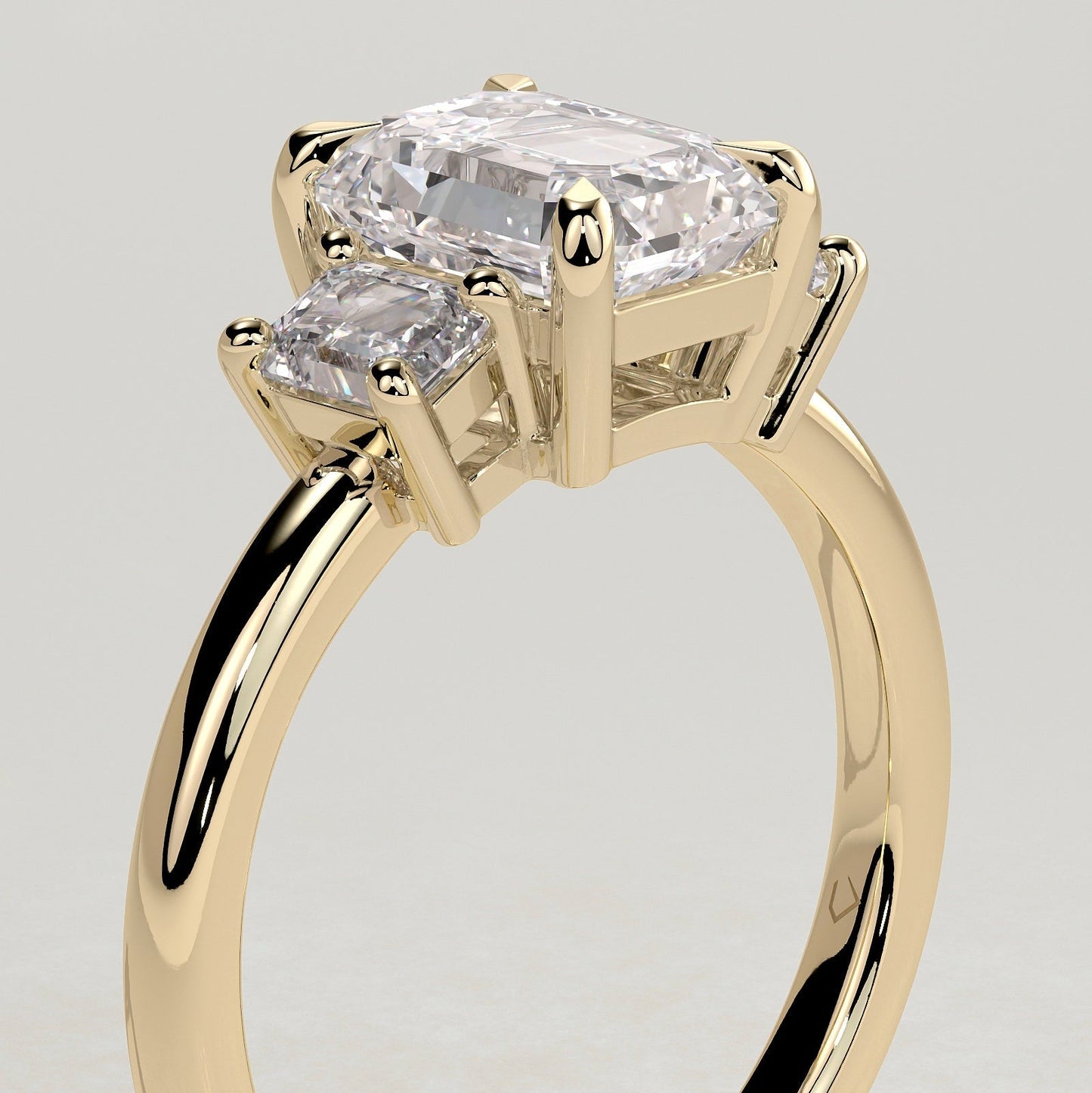 2 CT Emerald Three Stone Moissanite Engagement Ring