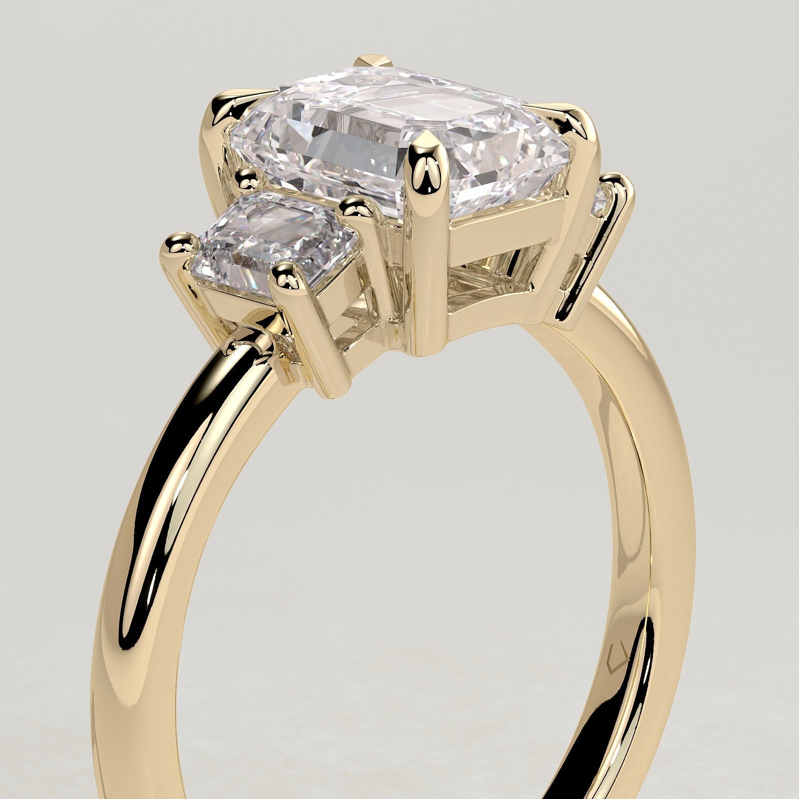 2 CT Emerald Three Stone Moissanite Engagement Ring