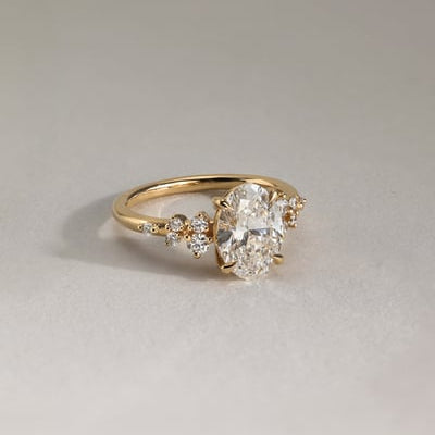 2 CT Oval Cluster Moissanite Engagement Ring