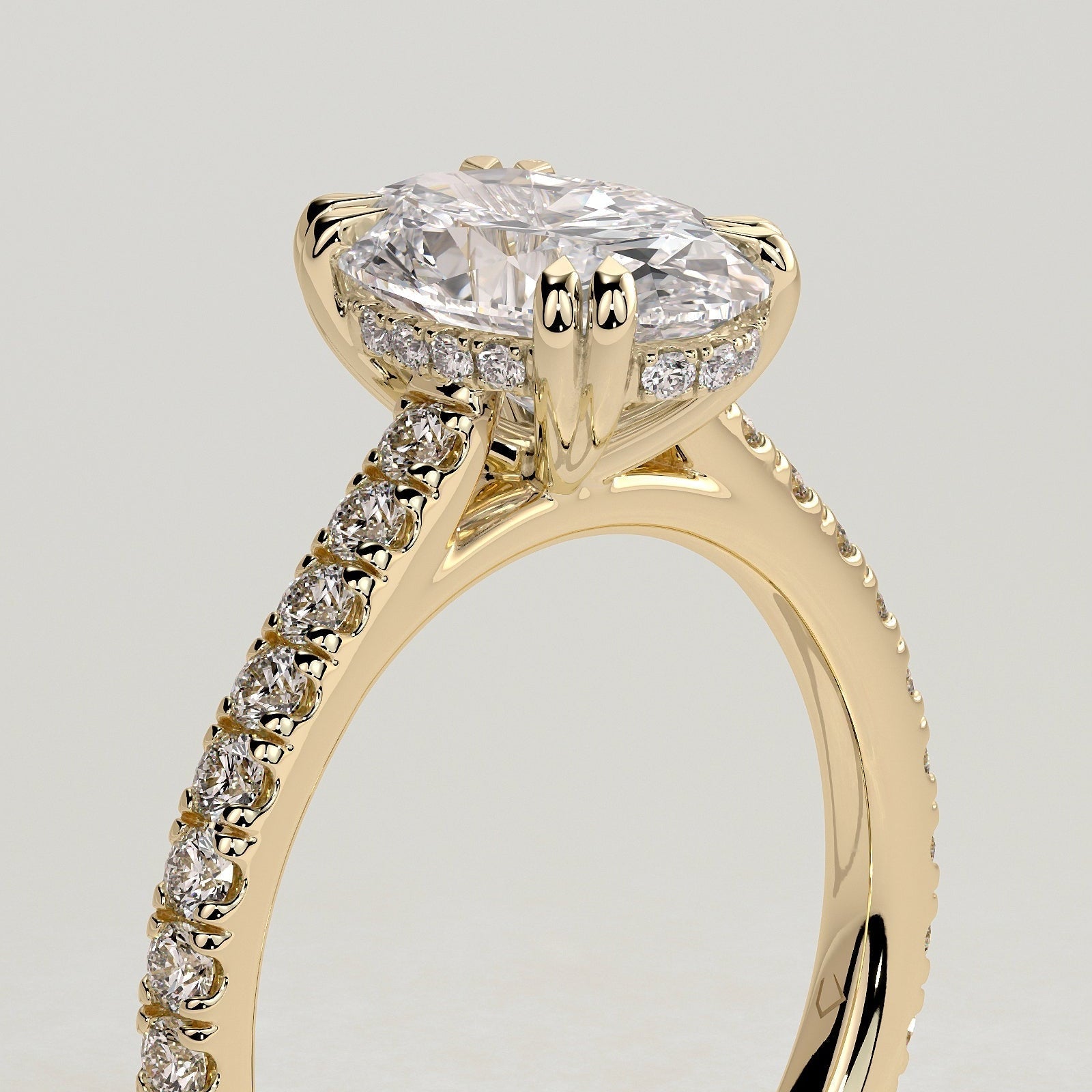 2 CT Oval Pave Moissanite Engagement Ring