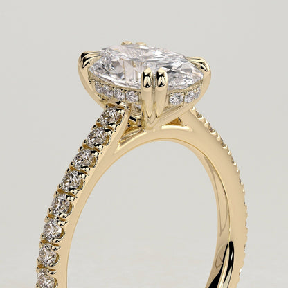2 CT Oval Pave Moissanite Engagement Ring