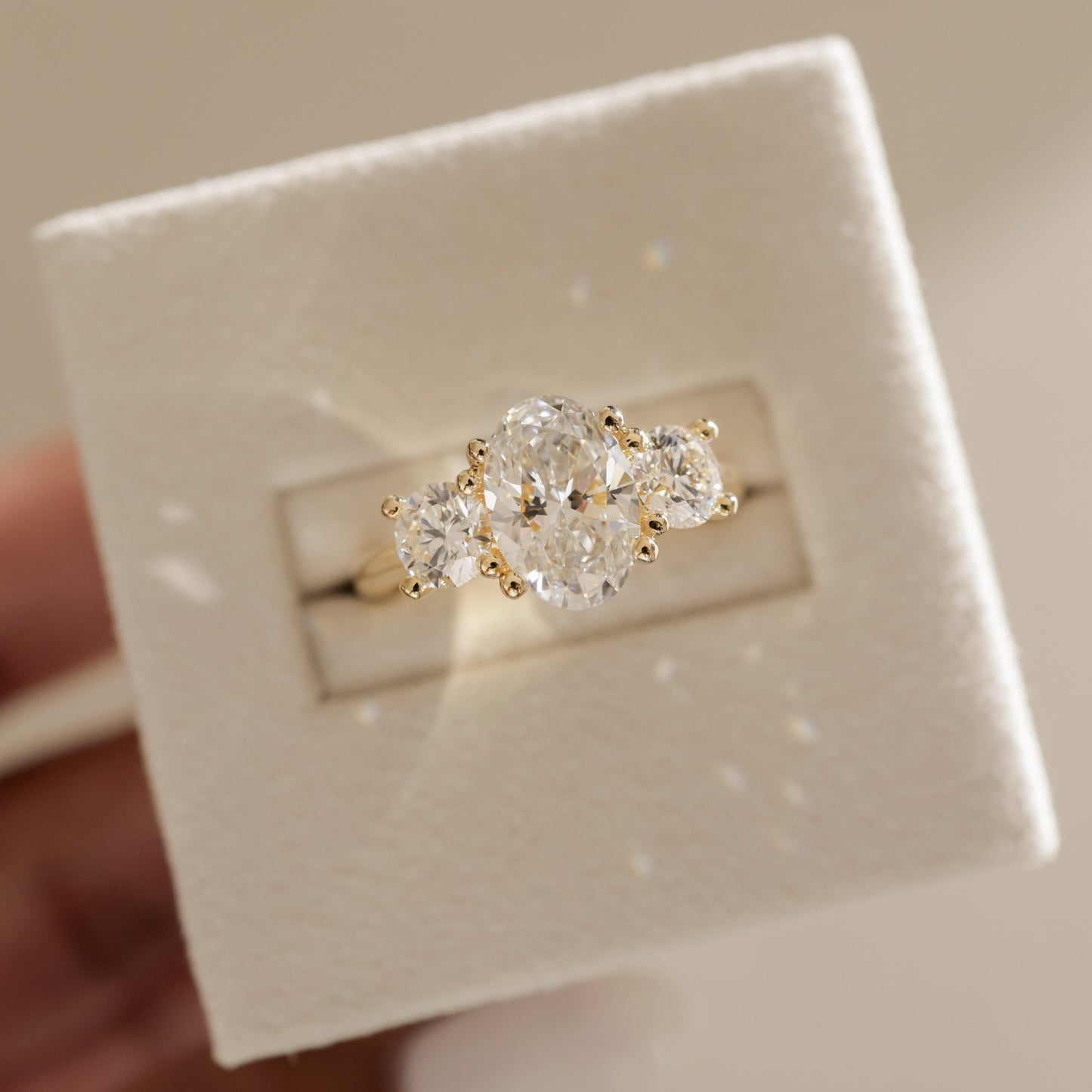 2 CT Oval Three Stone Moissanite Engagement Ring