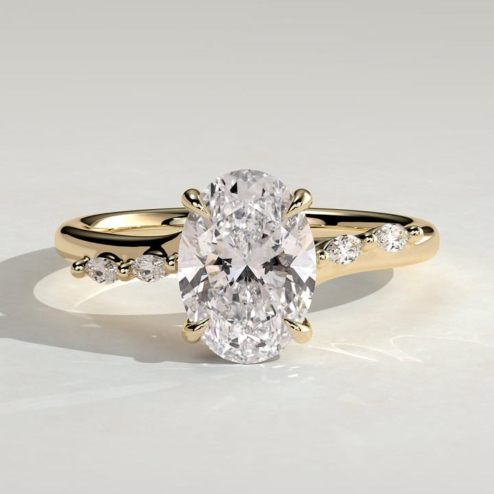 2 CT Oval Pave Moissanite Engagement Ring