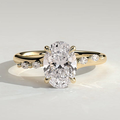 2 CT Oval Pave Moissanite Engagement Ring