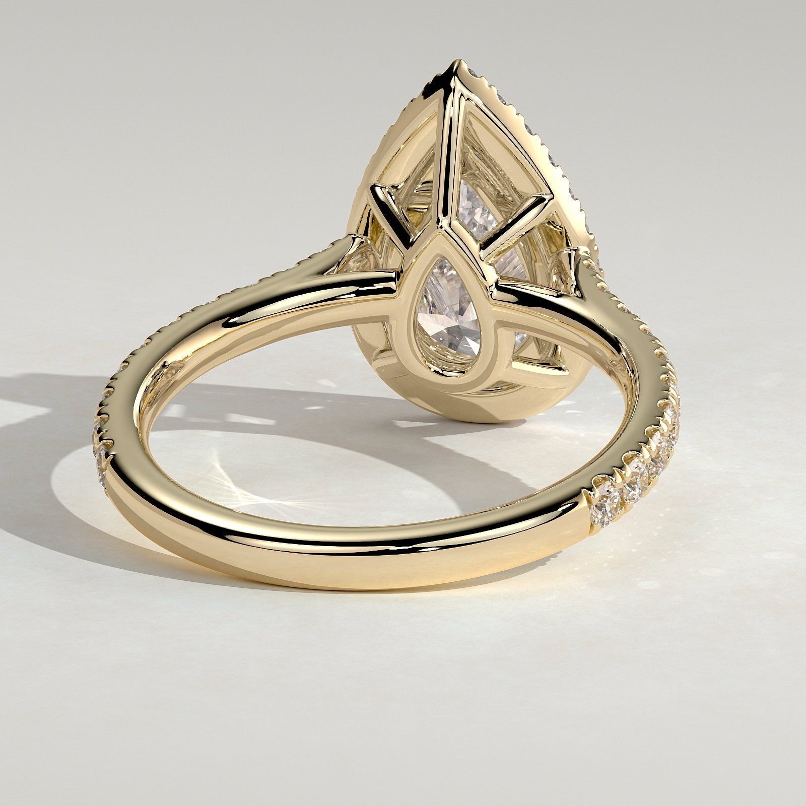 2 CT Pear Halo & Pave Moissanite Engagement Ring