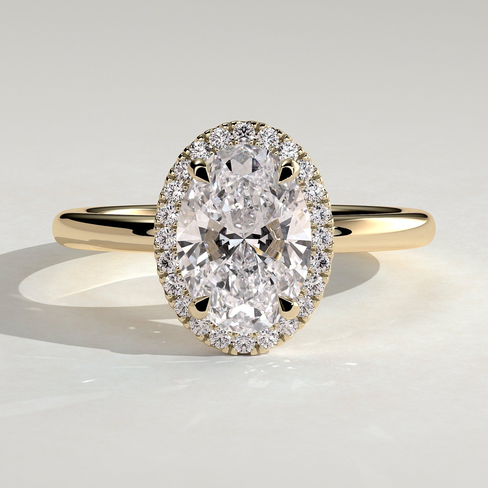 2 CT Oval Halo Moissanite Engagement Ring