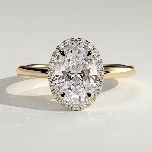 2 CT Oval Halo Moissanite Engagement Ring