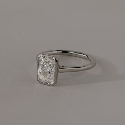2 CT Radiant Bezel Solitaire Moissanite Engagement Ring