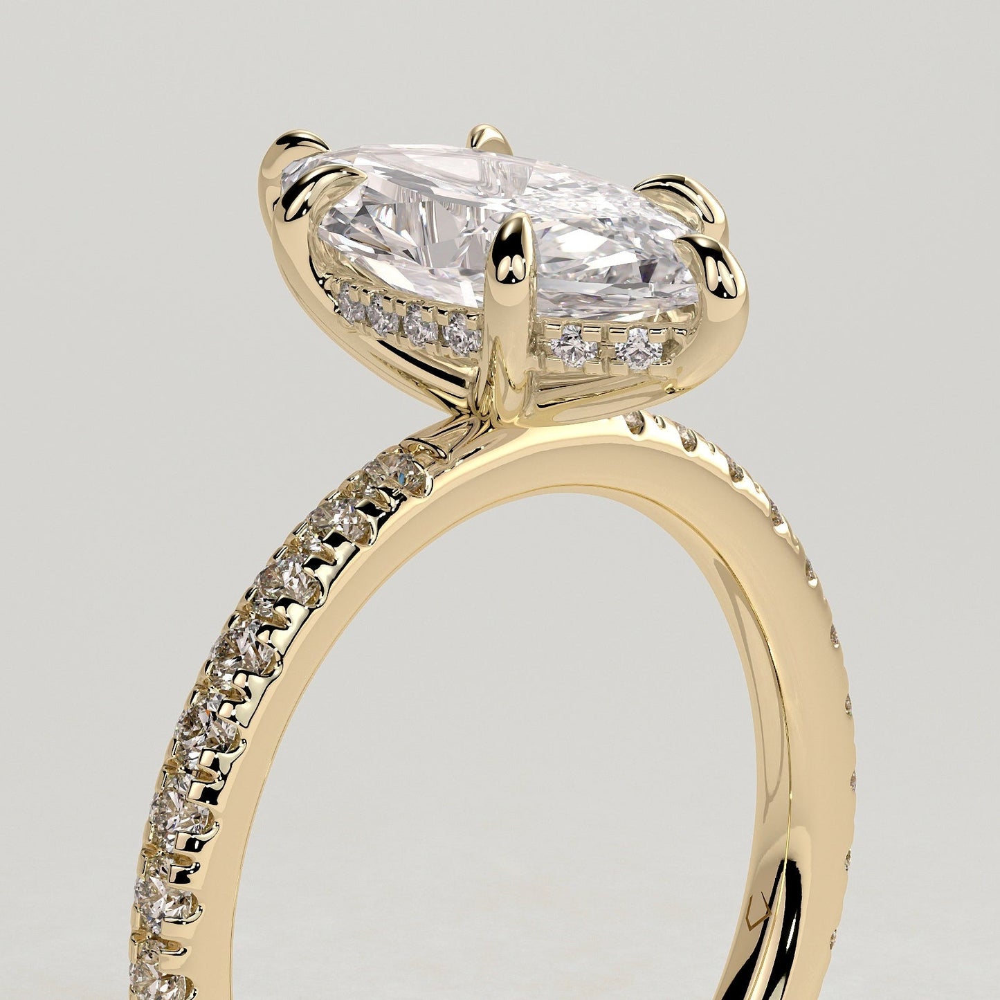 2 CT Marquise Pave Moissanite Engagement Ring