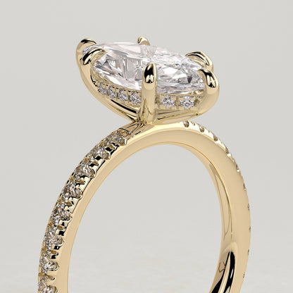 2 CT Marquise Pave Moissanite Engagement Ring