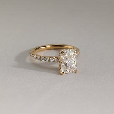 2 CT Radiant Pave Moissanite Engagement Ring