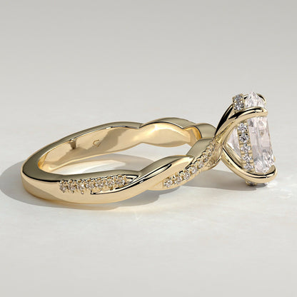 2 CT Oval Twisted Pave Moissanite Engagement Ring