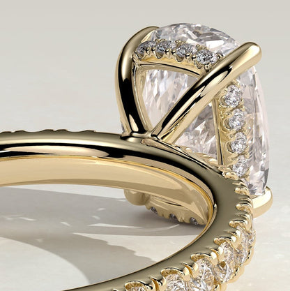 2 CT Elongated Pave Moissanite Engagement Ring