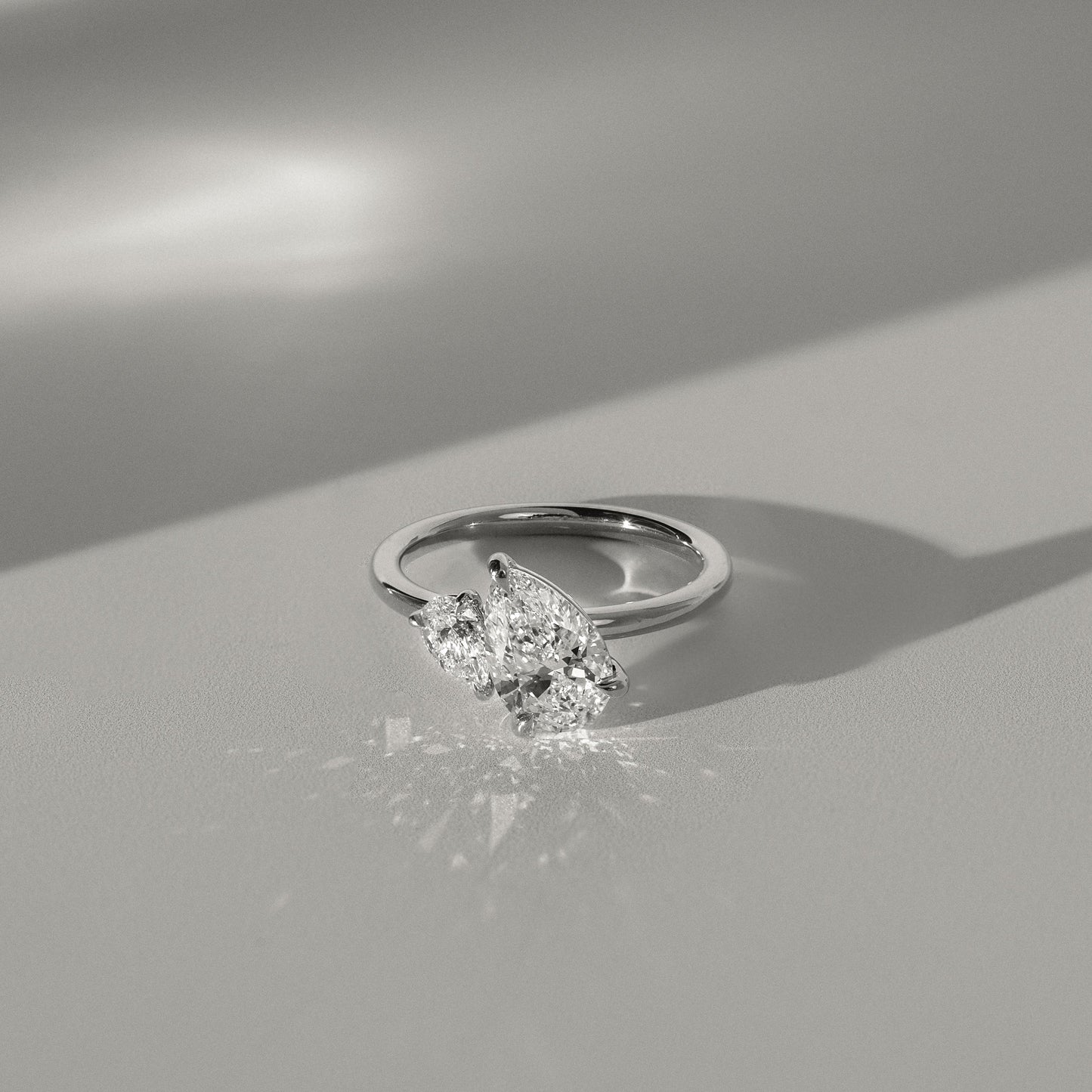 1 TCW Pear Toi et Moi Moissanite Engagement Ring