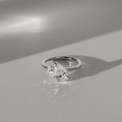 1 TCW Pear Toi et Moi Moissanite Engagement Ring